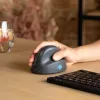R-Go Tools verticale muis R-Go HE Basic, ergonomische muis, middelgroot (handgrootte ≥ 185 mm), rechtshandig, Bluetooth, grijs