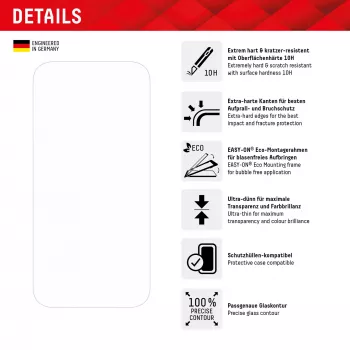 Displex displayschermfolie + hoesje voor Apple iPhone 15 Pro, Eco-montageframe, krasvast
