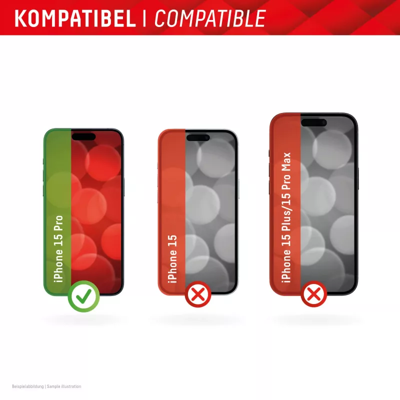 Displex displayschermfolie + hoesje voor Apple iPhone 15 Pro, Eco-montageframe, krasvast