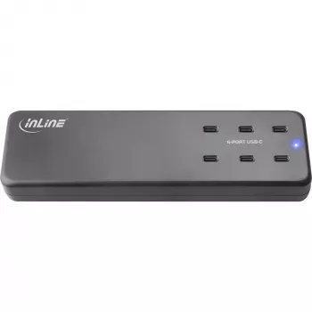 InLine multiport-voeding, oplader, 6x USB-C, PD 3.0, GaN, zwart