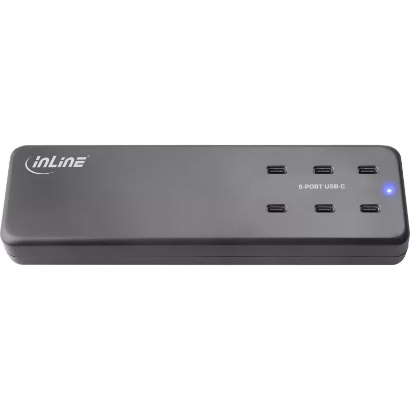 InLine multiport-voeding, oplader, 6x USB-C, PD 3.0, GaN, zwart