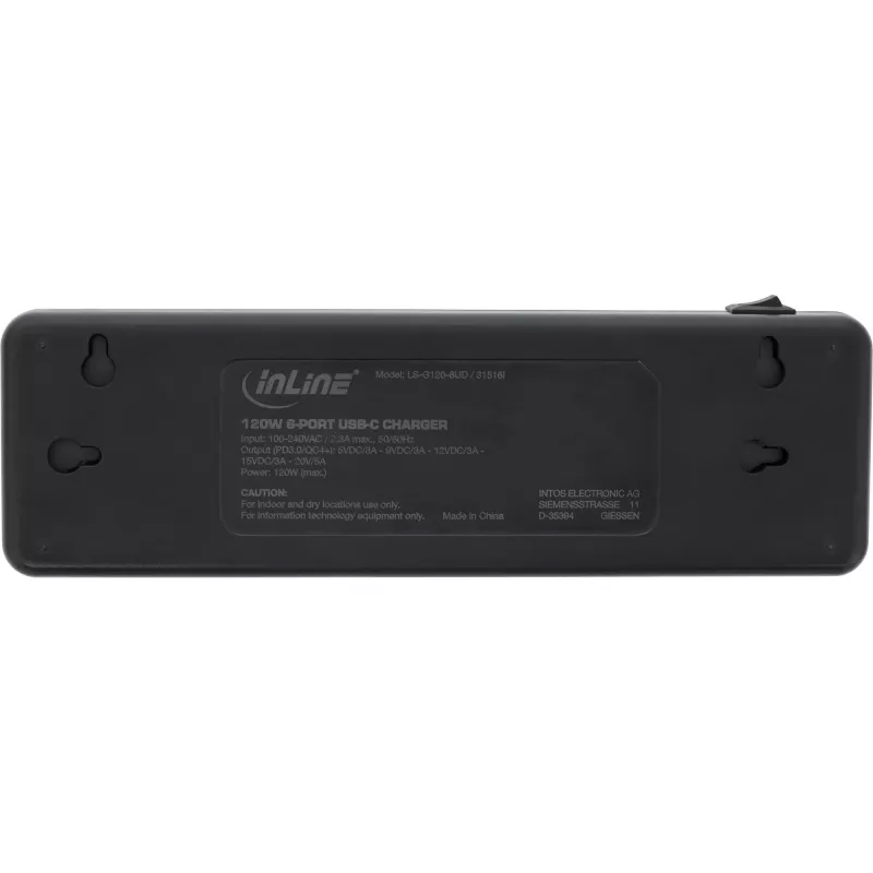 InLine multiport-voeding, oplader, 6x USB-C, PD 3.0, GaN, zwart