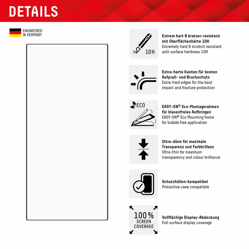 Displex Full Cover Screen Protector (10H) voor Samsung Galaxy S24 Ultra, Eco-montageframe, Full Cover