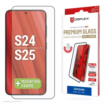 Displex Full Cover Screen Protector (10H) voor Samsung Galaxy S24/S25, Eco-montageframe, volledige afdekking