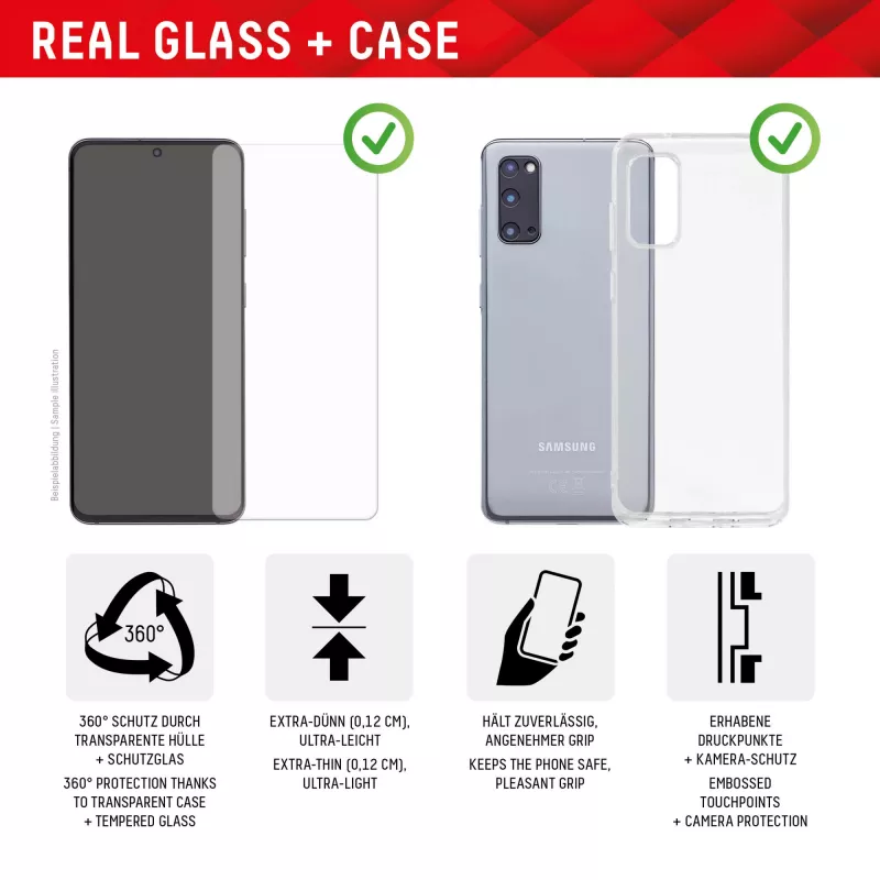 Displex displayschermfolie + hoesje voor Samsung Galaxy S23 FE, Eco-montageframe, krasvast