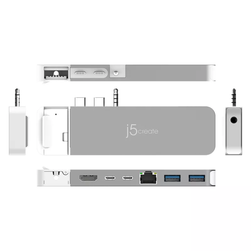 USB hub j5create JCD395 4K60 Elite Pro bedraad USB4 met MagSafe kit