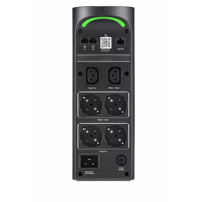 APC Back-UPS Pro BGM2200B-GR - 2200VA/1320W, 4x Schuko & 2x C13 stopcontacten, 3x USB-oplader, USB-data-aansluiting