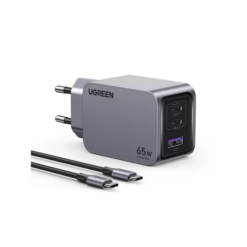 Ugreen 25871 mobiele oplader universeel grijs AC-snelladen indoor