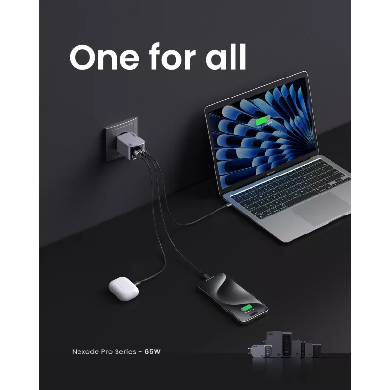 Ugreen 25871 mobiele oplader universeel grijs AC-snelladen indoor