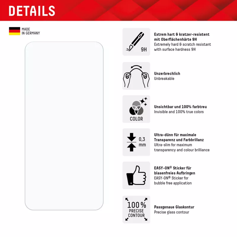 Displex Smart Glass (9H) voor Samsung Galaxy A35/A55 5G, montagesticker, onbreekbaar