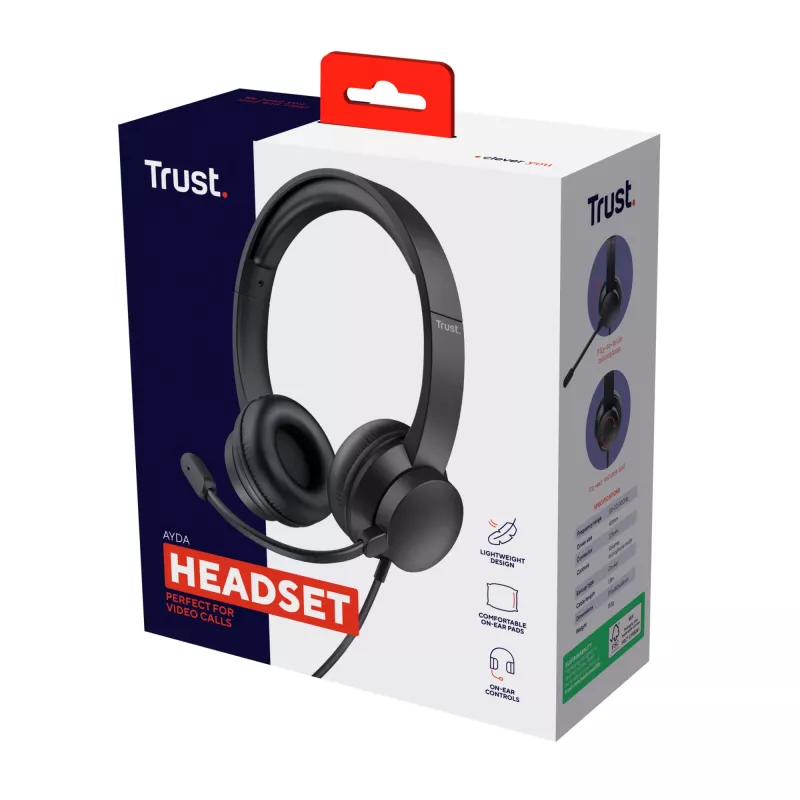 Trust Ayda headset bedraad hoofdband gesprekken/muziek zwart