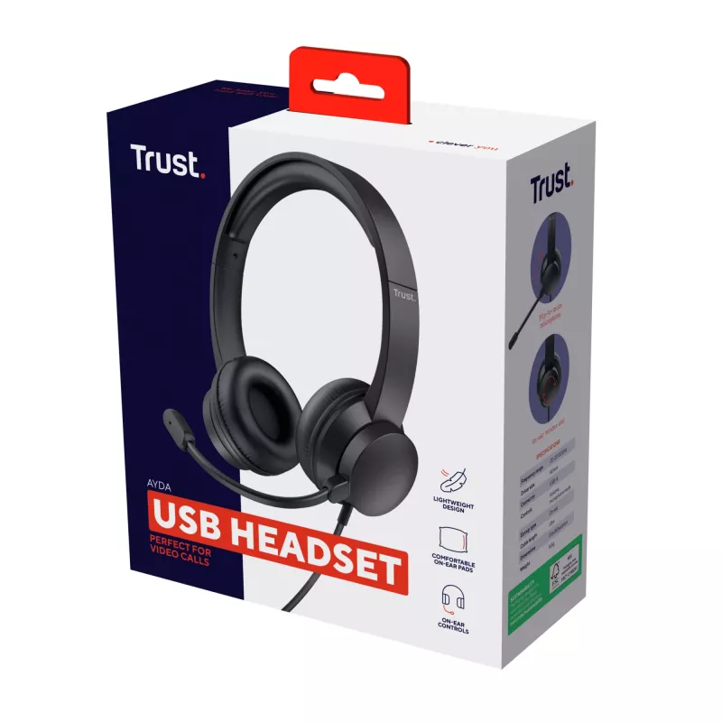 Trust Ayda headset bedrade headset hoofdband gesprekken/muziek zwart