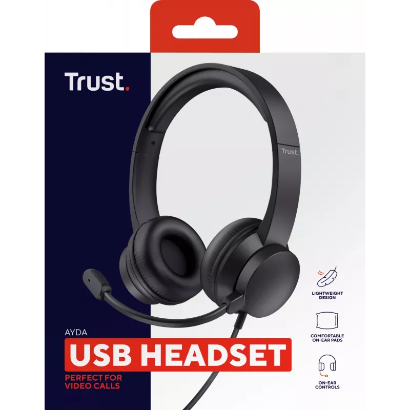 Trust Ayda headset bedrade headset hoofdband gesprekken/muziek zwart