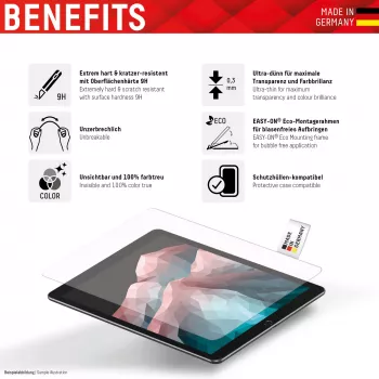 Displex tabletglas (9H) voor Samsung Galaxy Tab S6 Lite, Eco montageframe, onbreekbaar, ultradun, onzichtbaar