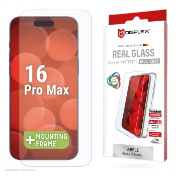 Displex displayschermfolie + hoes voor Apple iPhone 16 Pro Max, Eco montageframe, krasbestendig