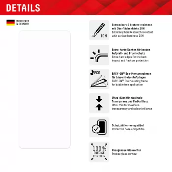 Displex displayschermfolie (10H) voor Google Pixel 8a, Eco montageframe, krasbestendig