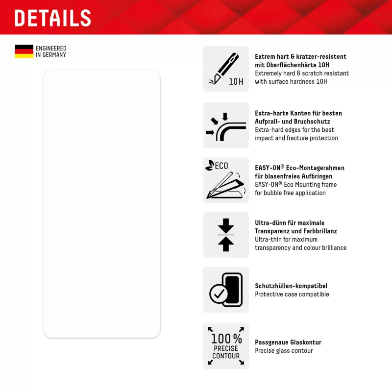 Displex displayschermfolie (10H) voor Google Pixel 8a, Eco montageframe, krasbestendig
