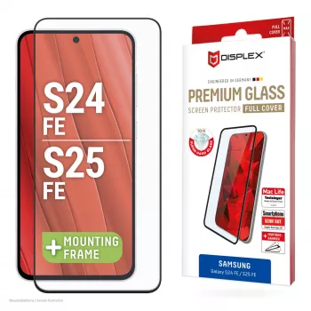Displex Premium displayschermfolie (Full Cover, 10H) voor Samsung Galaxy S25 FE/S24 FE, Eco montageframe, Full Cover