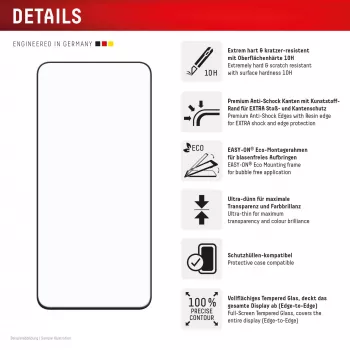 Displex Premium displayschermfolie (Full Cover, 10H) voor Samsung Galaxy S25 FE/S24 FE, Eco montageframe, Full Cover