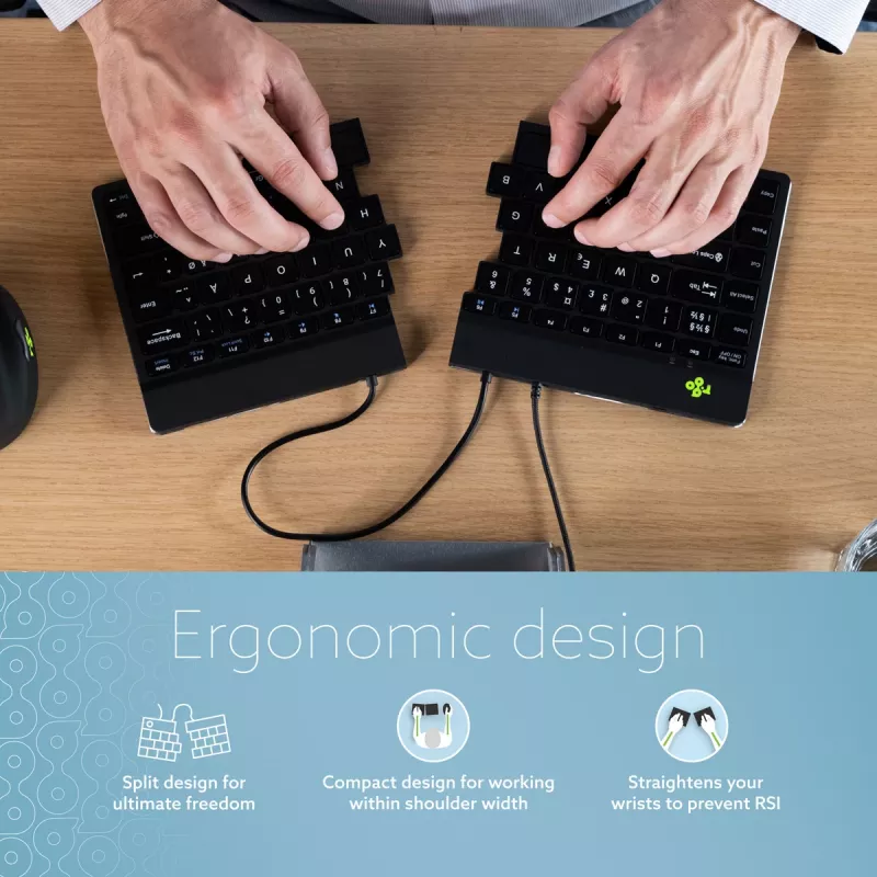 R-Go Tools Ergonomic toetsenbord R-Go Split Break v2 with break software, ergonomisch split toetsenbord, QWERTZ (DE), Wired, zwart