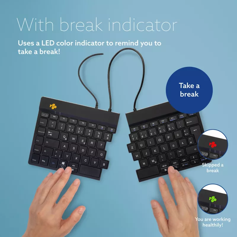R-Go Tools Ergonomic toetsenbord R-Go Split Break v2 with break software, ergonomisch split toetsenbord, QWERTZ (DE), Wired, zwart