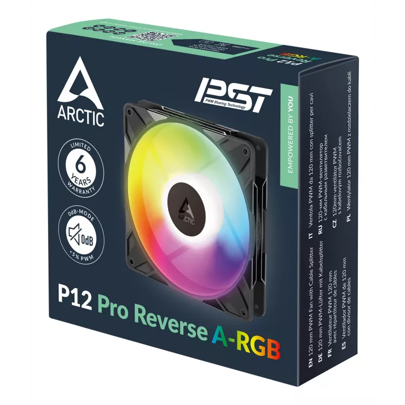 ARCTIC Freezer P12 Pro Reverse A-RGB - 3-pack behuizingsventilatoren 12 cm zwart 3 stuks