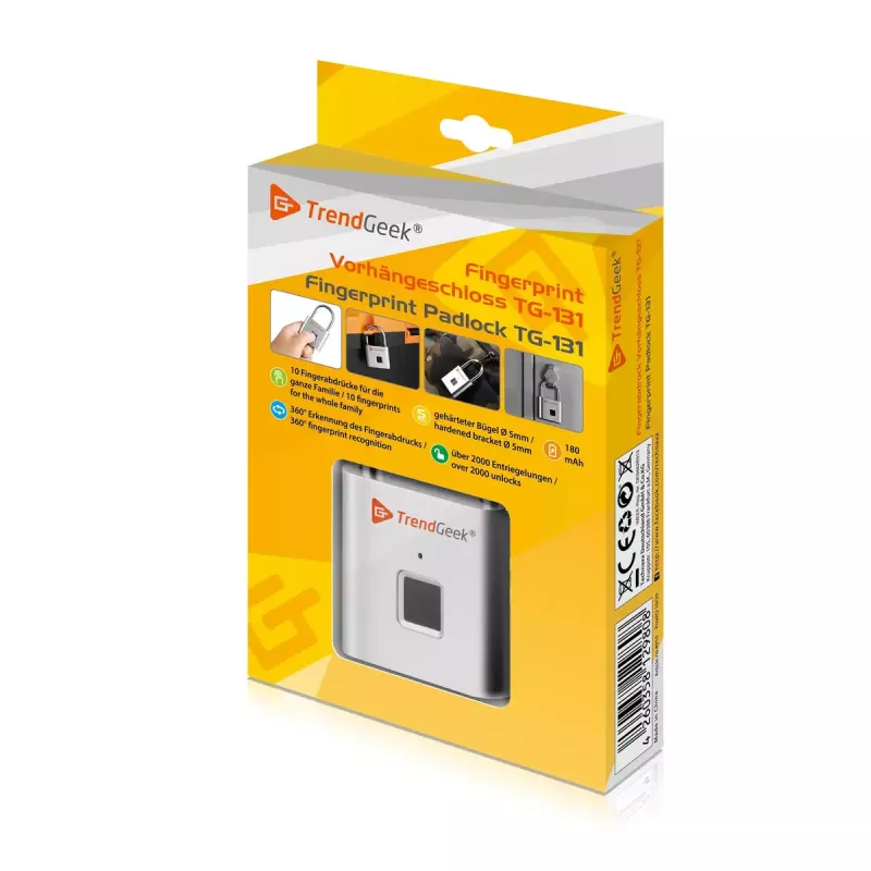 Technaxx slim hangslot met vingerafdruk, zilver