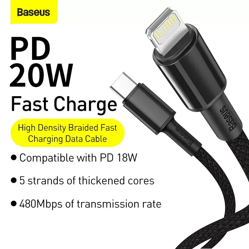 Lightning-kabel Baseus CATLGD-A01 2m zwart