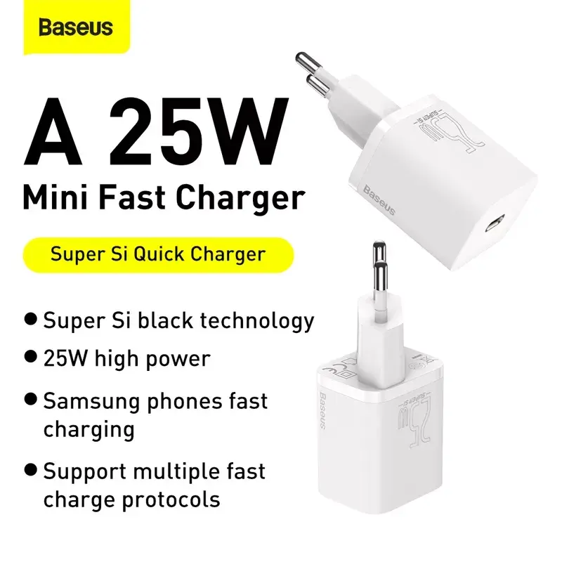 Baseus Super Si indoor-oplader wit snelopladen 12V 1xUSB-C