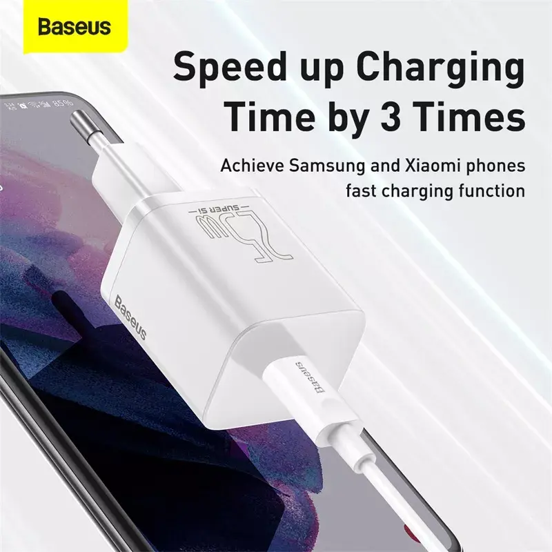 Baseus Super Si indoor-oplader wit snelopladen 12V 1xUSB-C