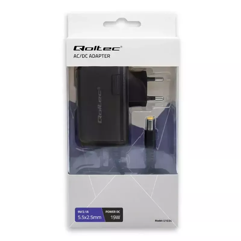 Voeding Qoltec 51034 indoor 19W zwart 220-240V