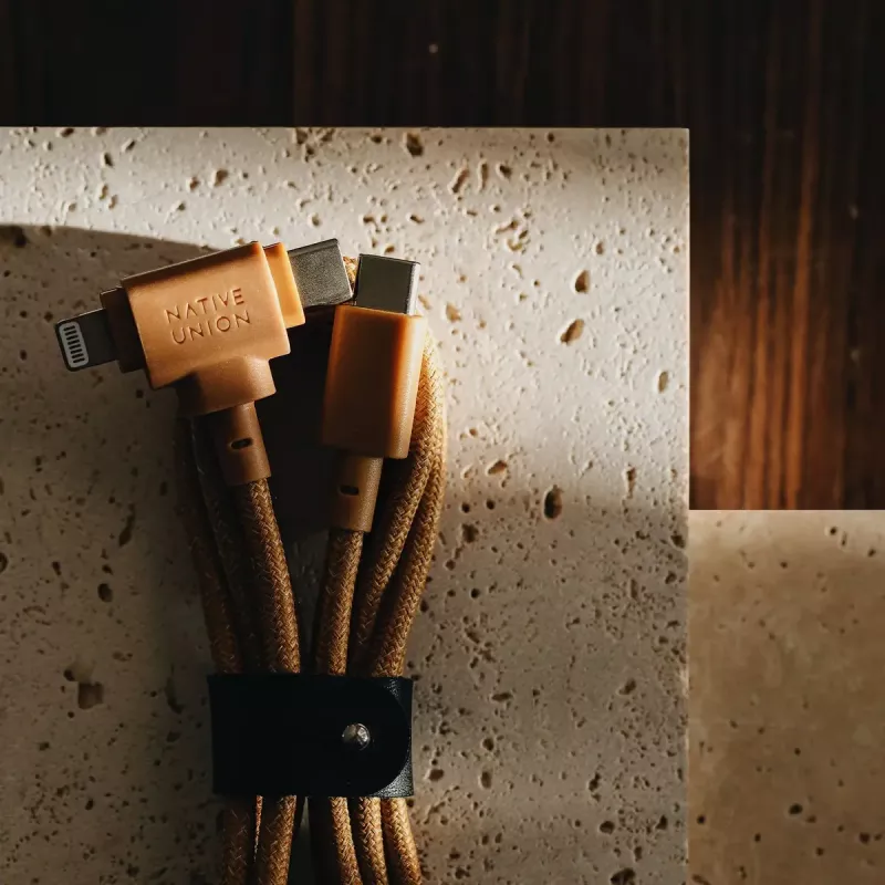 USB-kabel native union Belt kabel Duo 1,5 m USB-C naar USB-C/Lightning geel