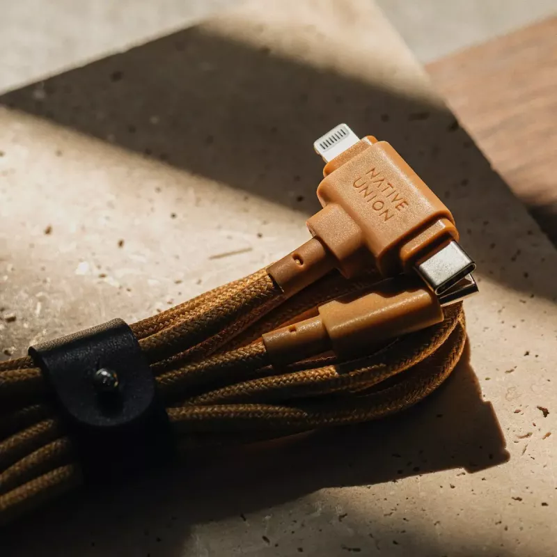 USB-kabel native union Belt kabel Duo 1,5 m USB-C naar USB-C/Lightning geel