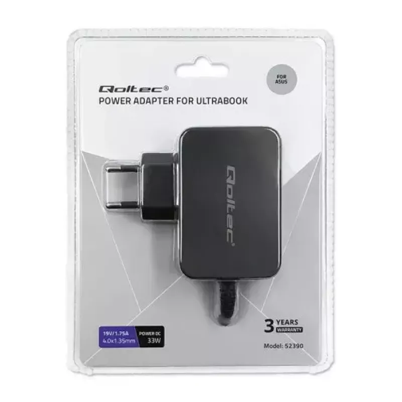 Oplader Qoltec 52408 Indoor AC laptop 19V 2.1A zwart