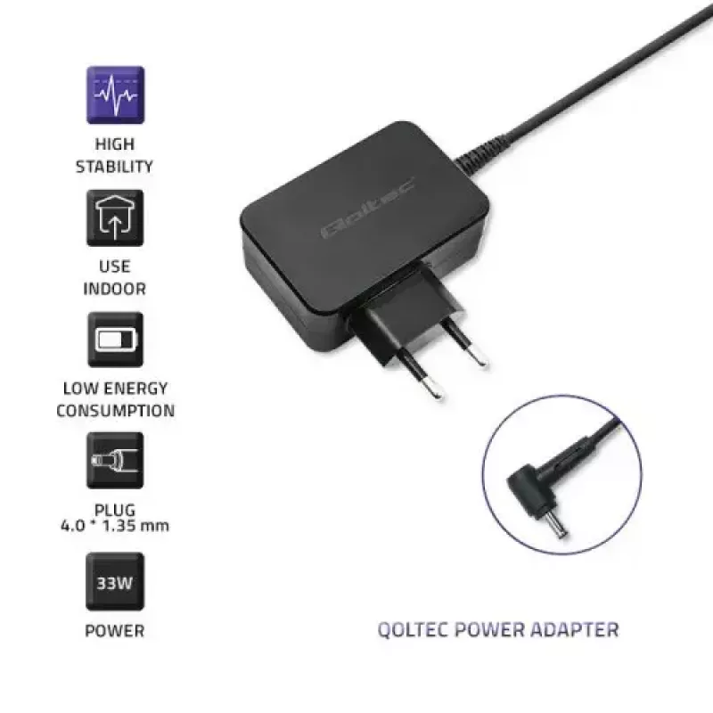 Oplader Qoltec 52408 Indoor AC laptop 19V 2.1A zwart