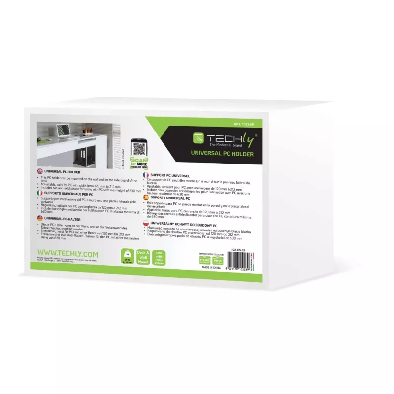 Techly 102239 zijdelingse pc-behuizinghouder, zwart