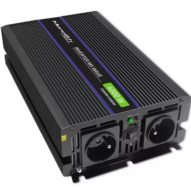 Spanningsomvormer QOLTEC Monolith 4000 MS Wave 12V naar 230V 2000/4000W met USB