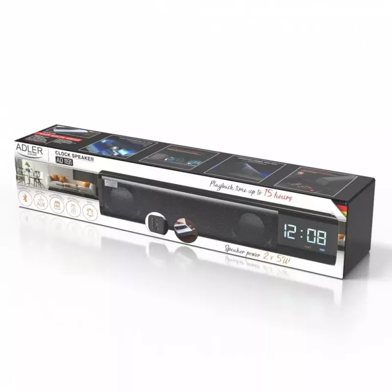 Draagbare Bluetooth-luidspreker Adler AD 1191 5W, draadloos, compact, zwart