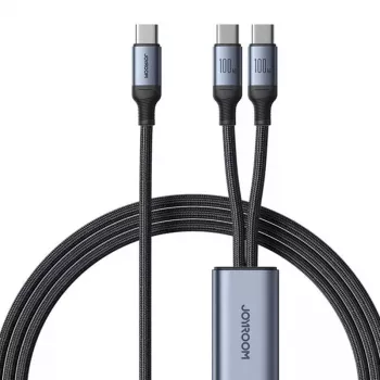USB-C naar 2× USB-C kabel Joyroom SA21-1T2 100W 1,5m (zwart)
