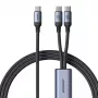 USB-C naar 2× USB-C kabel Joyroom SA21-1T2 100W 1,5m (zwart)