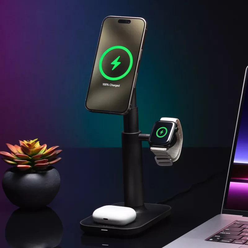 3-in-1 uitschuifbare standaard mophie MagSafe oplader voor binnen USB smartphone smartwatch koptelefoon
