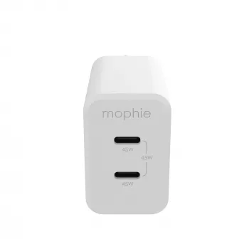 mophie-accessoire, netadapter – USB-C-PD-DUAL-45W-GAN – wit – EU (2x USB-C)