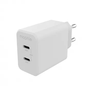mophie-accessoire, netadapter – USB-C-PD-DUAL-45W-GAN – wit – EU (2x USB-C)