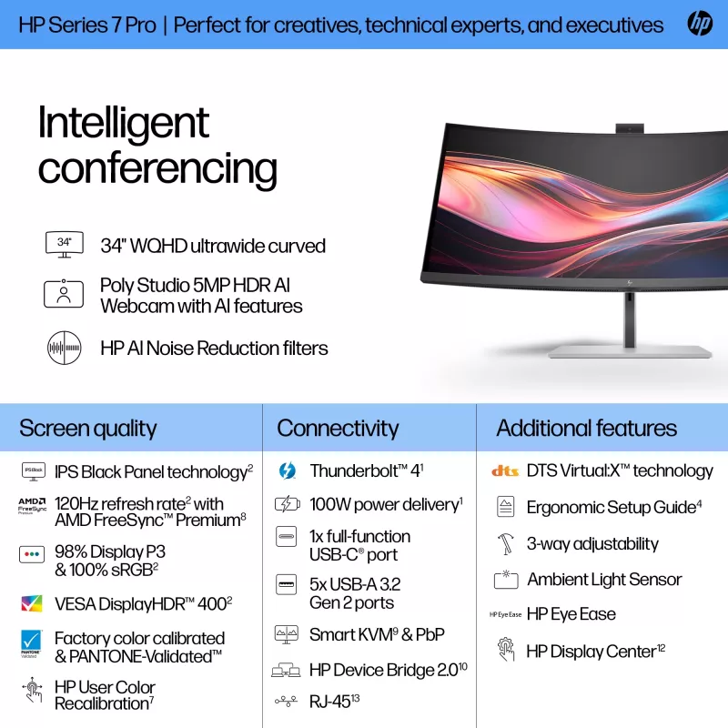 HP Series 7 Pro 34 inch WQHD conferentiemonitor - 734pm