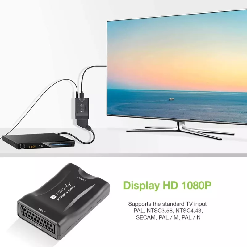 Techly IDATA SCART-HDMI3 Euro SCART-naar-HDMI AV-converter, 720p/1080p