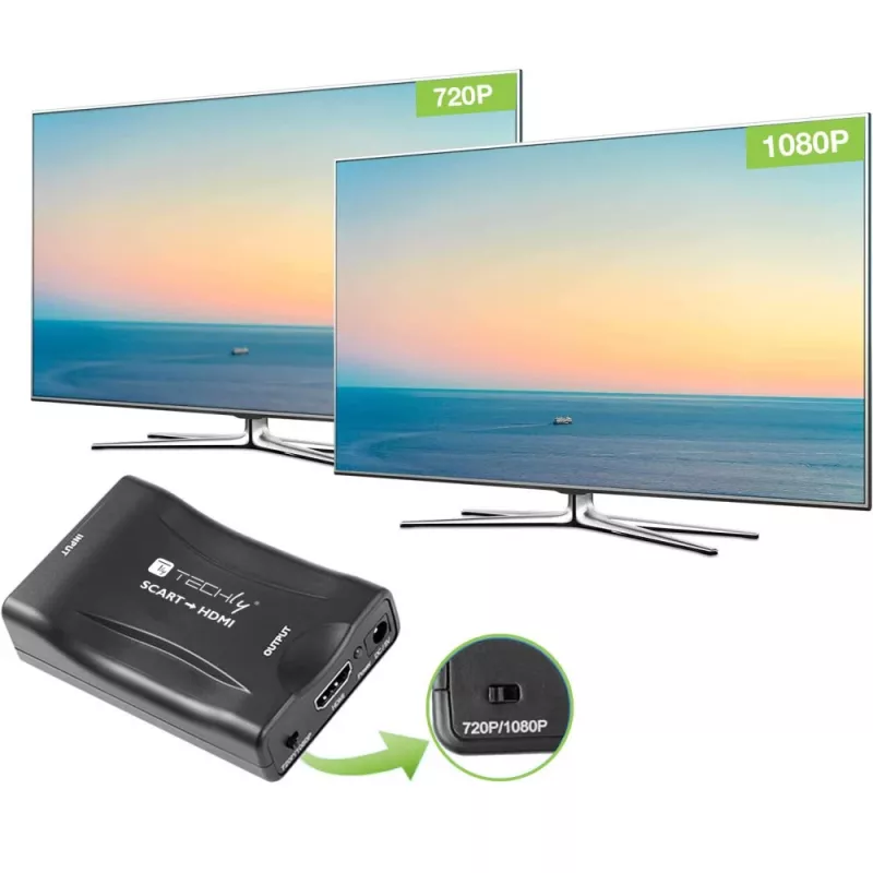 Techly IDATA SCART-HDMI3 Euro SCART-naar-HDMI AV-converter, 720p/1080p