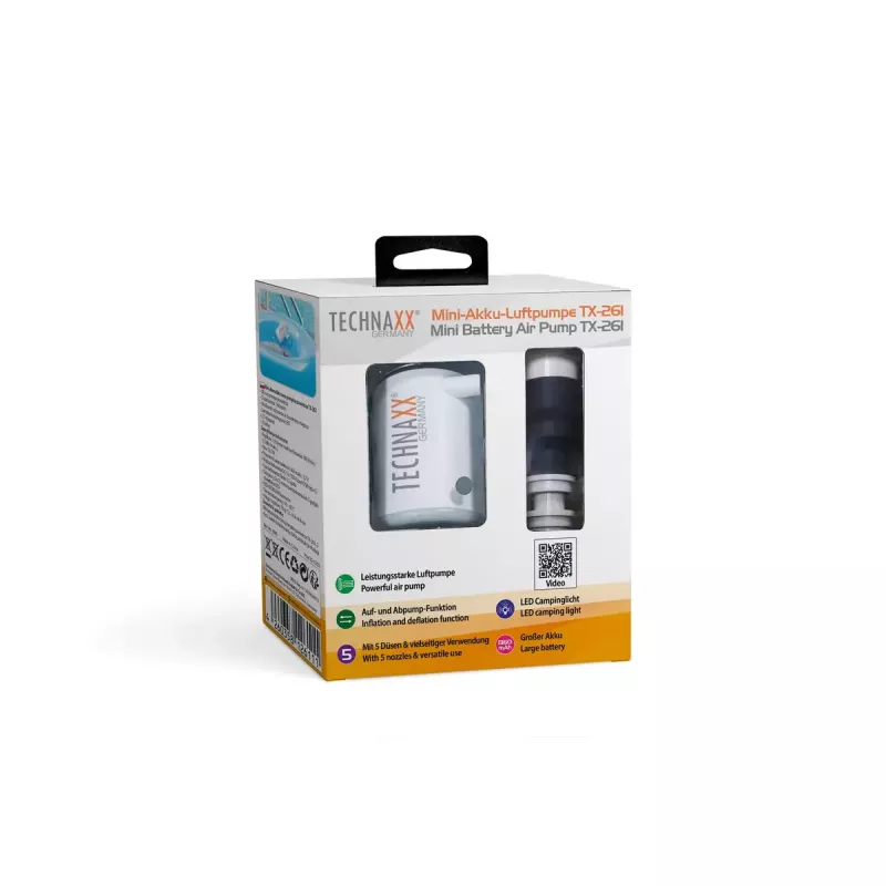 Elektrische luchtpomp Technaxx TX-261 180 l/min batterij 1360 mAh
