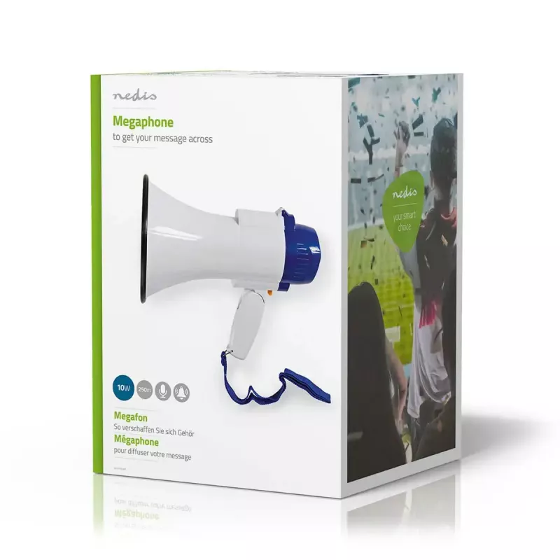 Megafoon Nedis MEPH150WT wit blauw 15 W 150 m bereik
