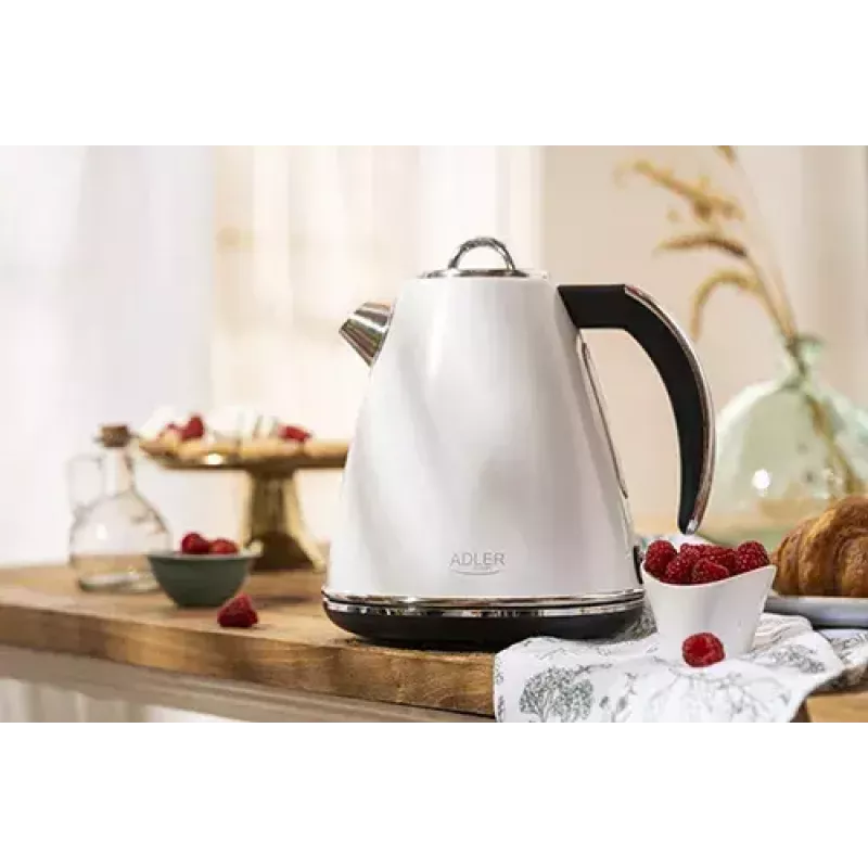 Adler AD 1343 elektrische waterkoker, 1,5 l, 1850 W, roestvrij staal, Strix, wit