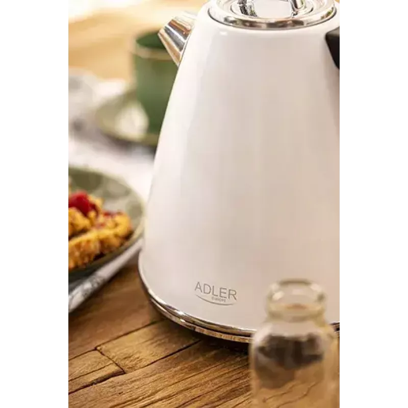 Adler AD 1343 elektrische waterkoker, 1,5 l, 1850 W, roestvrij staal, Strix, wit